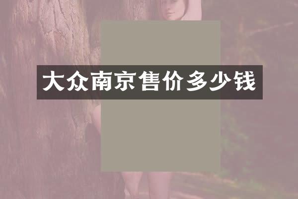 大众南京售价多少钱