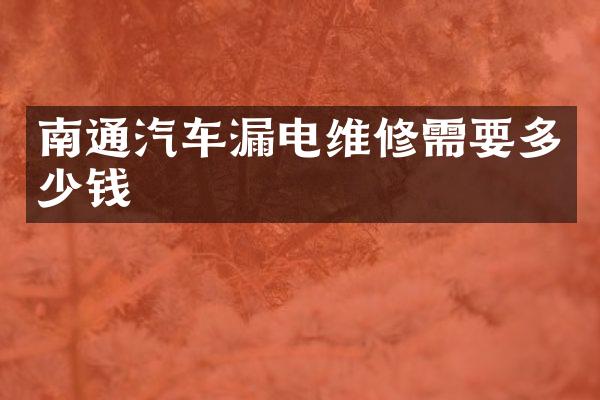 南通汽车漏电维修需要多少钱