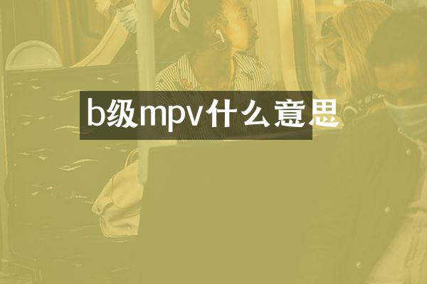 b级mpv什么意思