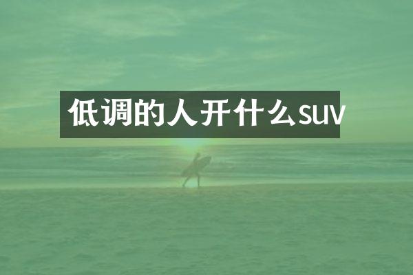 低调的人开什么suv