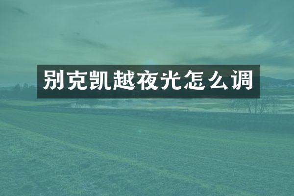 别克凯越夜光怎么调