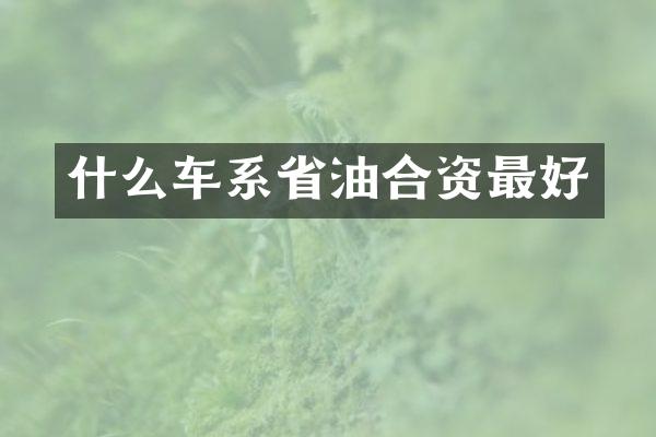 什么车系省油合资最好
