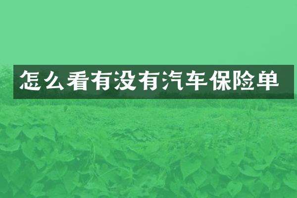 怎么看有没有汽车保险单