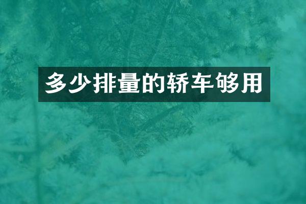 多少排量的轿车够用
