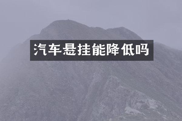 汽车悬挂能降低吗