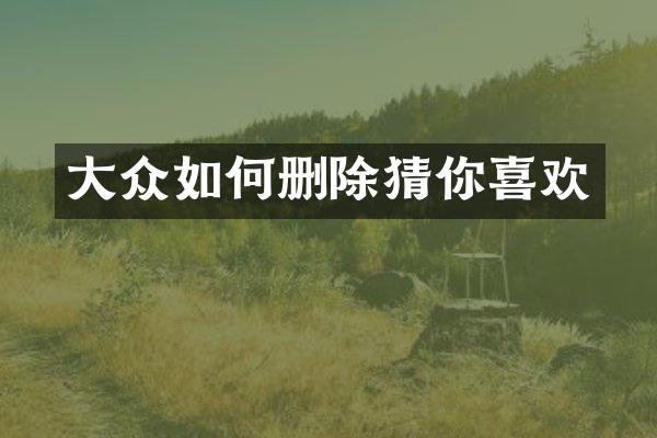 大众如何删除猜你喜欢