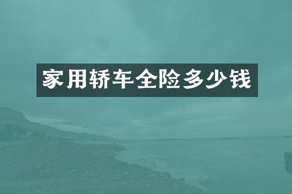 家用轿车全险多少钱