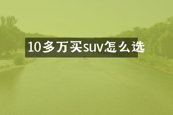 10多万买suv怎么选