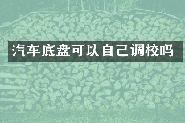 汽车底盘可以自己调校吗