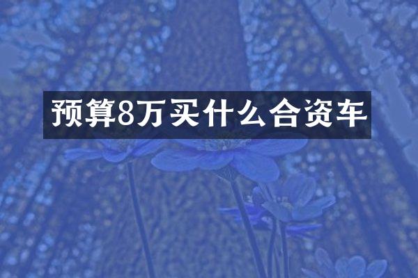 预算8万买什么合资车
