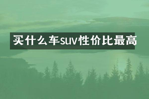 车suv性价比最高