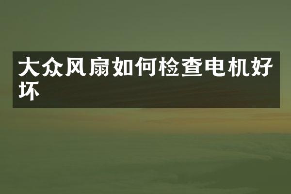 大众风扇如何检查电机好坏