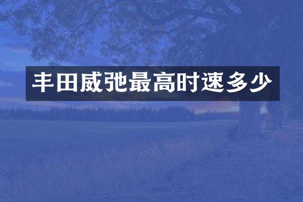 丰田威弛最高时速多少
