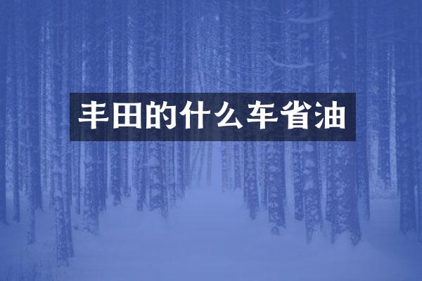 丰田的什么车省油