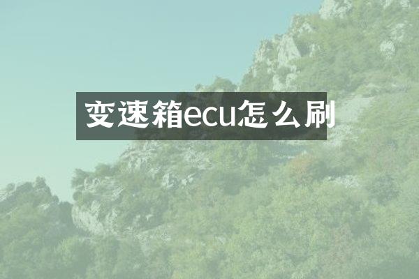 变速箱ecu怎么刷