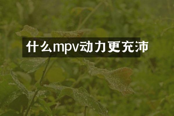 什么mpv动力更充沛