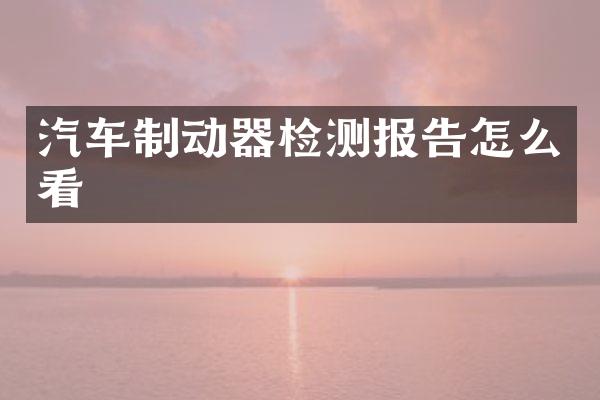 汽车制动器检测报告怎么看