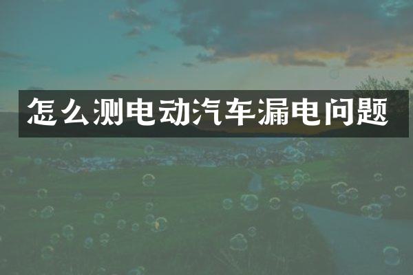 怎么测电动汽车漏电问题