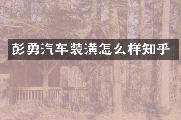 彭勇汽车装潢怎么样知乎