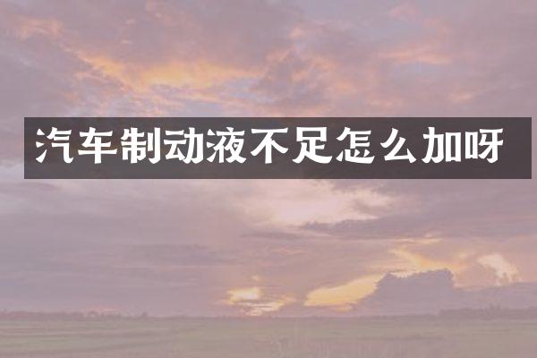 汽车制动液不足怎么加呀