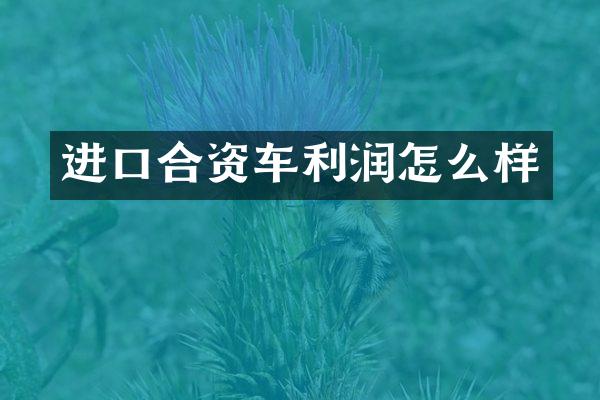 进口合资车利润怎么样
