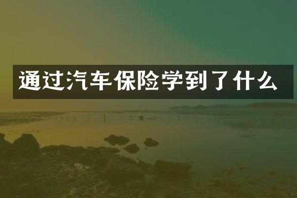 通过汽车保险学到了什么
