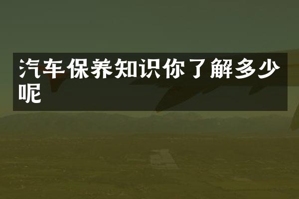 汽车保养知识你了解多少呢