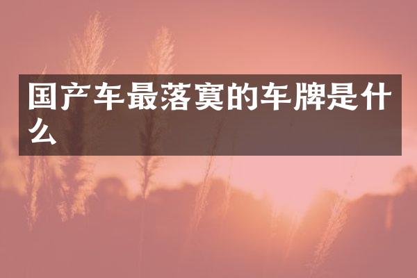 国产车最落寞的车牌是什么