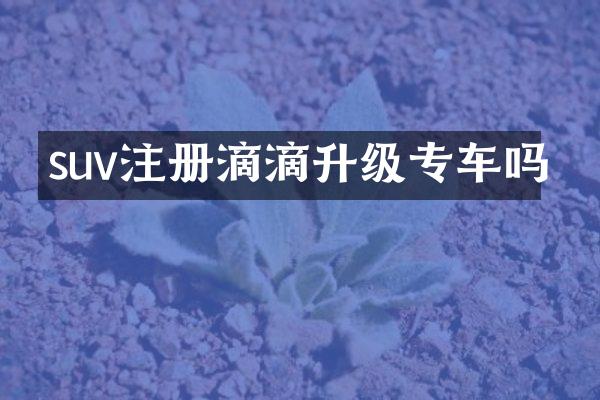 suv注册滴滴升级专车吗