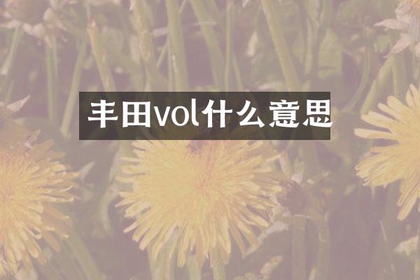 丰田vol什么意思