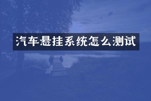 汽车悬挂系统怎么测试