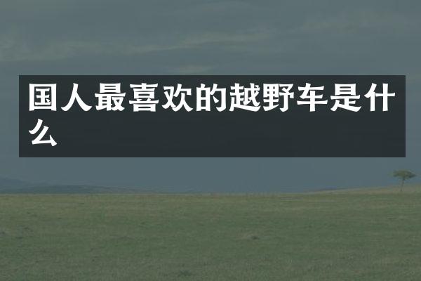 国人最喜欢的越野车是什么