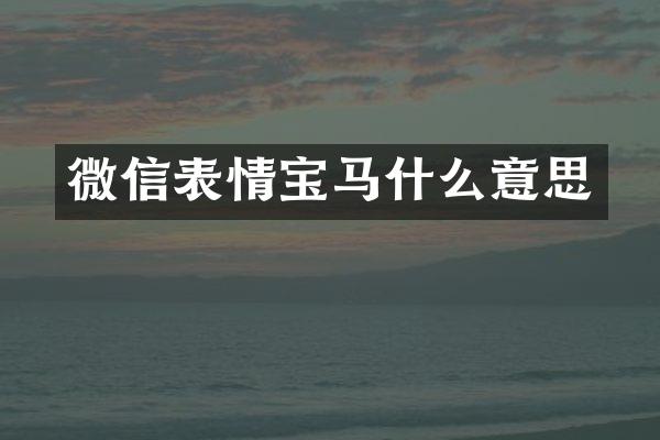 微信表情宝马什么意思