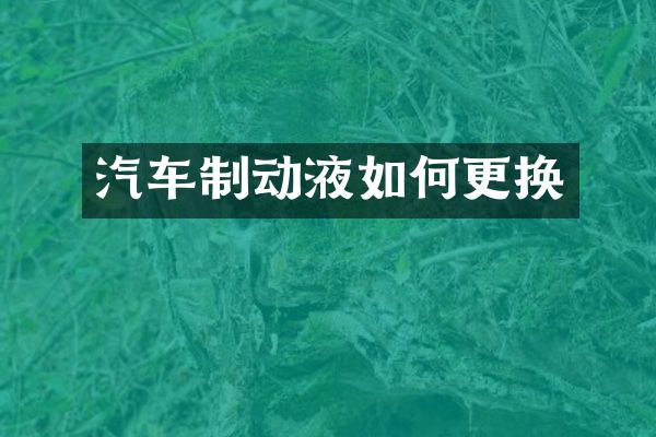 汽车制动液如何更换