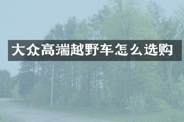 大众高端越野车怎么选购