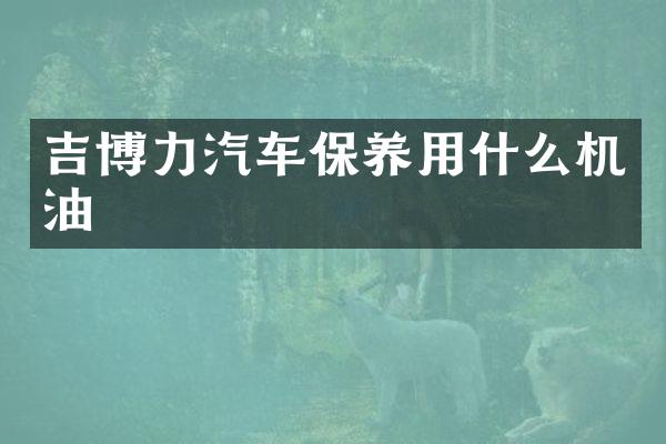 吉博力汽车保养用什么机油