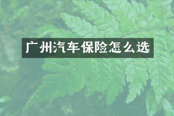广州汽车保险怎么选
