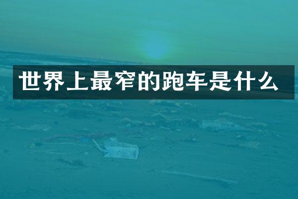 世界上最窄的跑车是什么