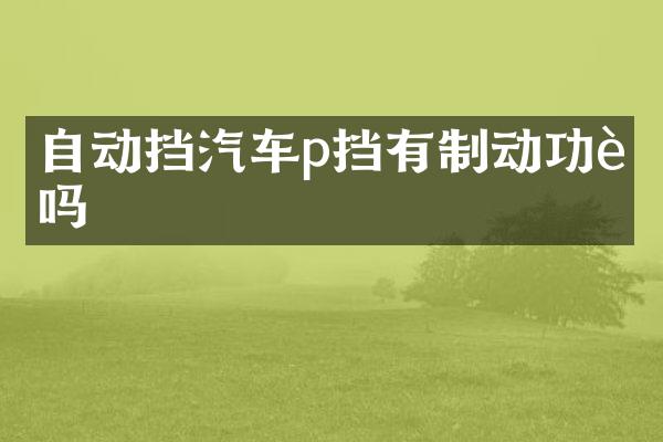 自动挡汽车p挡有制动功能吗