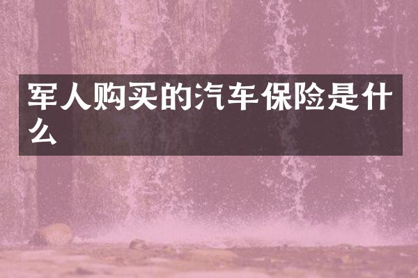 军人购买的汽车保险是什么
