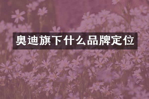 奥迪旗下什么品牌定位