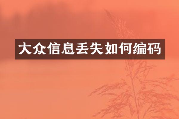 大众信息丢失如何编码