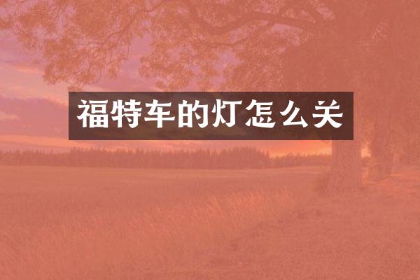 福特车的灯怎么关