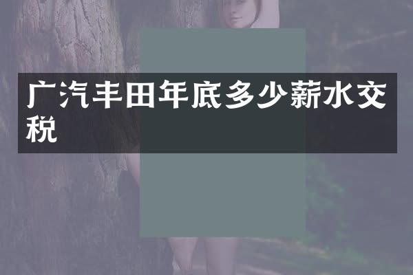 广汽丰田年底多少薪水交税