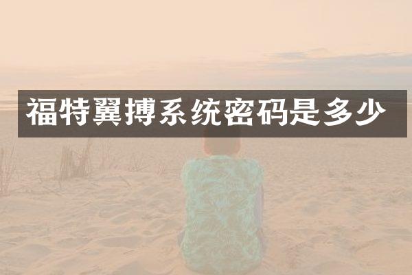 福特翼搏系统密码是多少