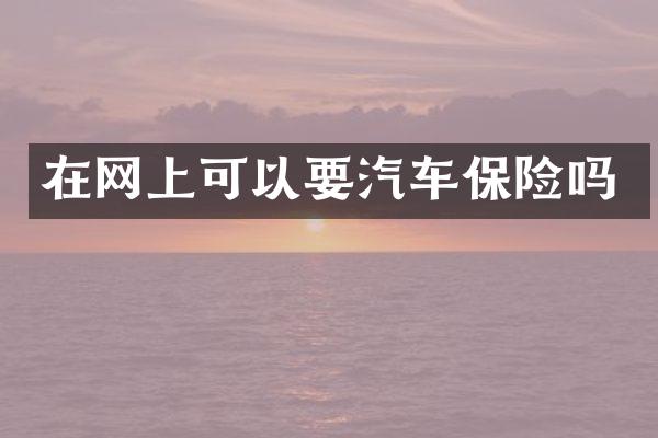 在网上可以要汽车保险吗