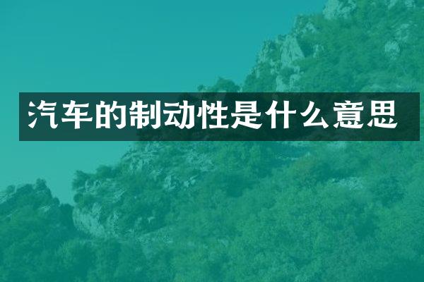 汽车的制动性是什么意思