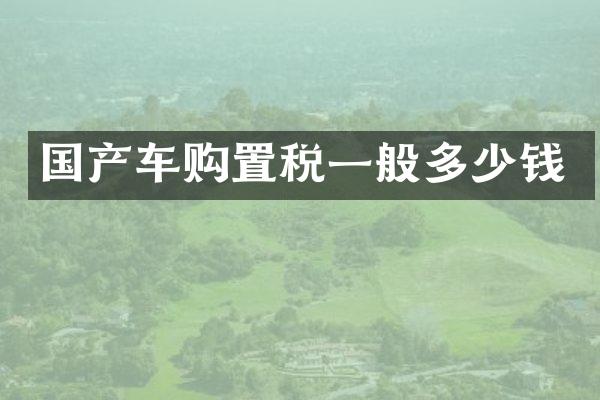 国产车购置税一般多少钱