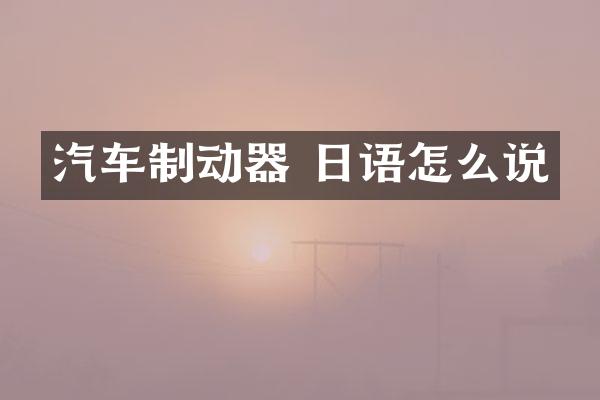 汽车制动器 日语怎么说
