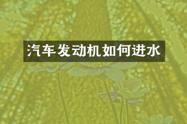 汽车发动机如何进水
